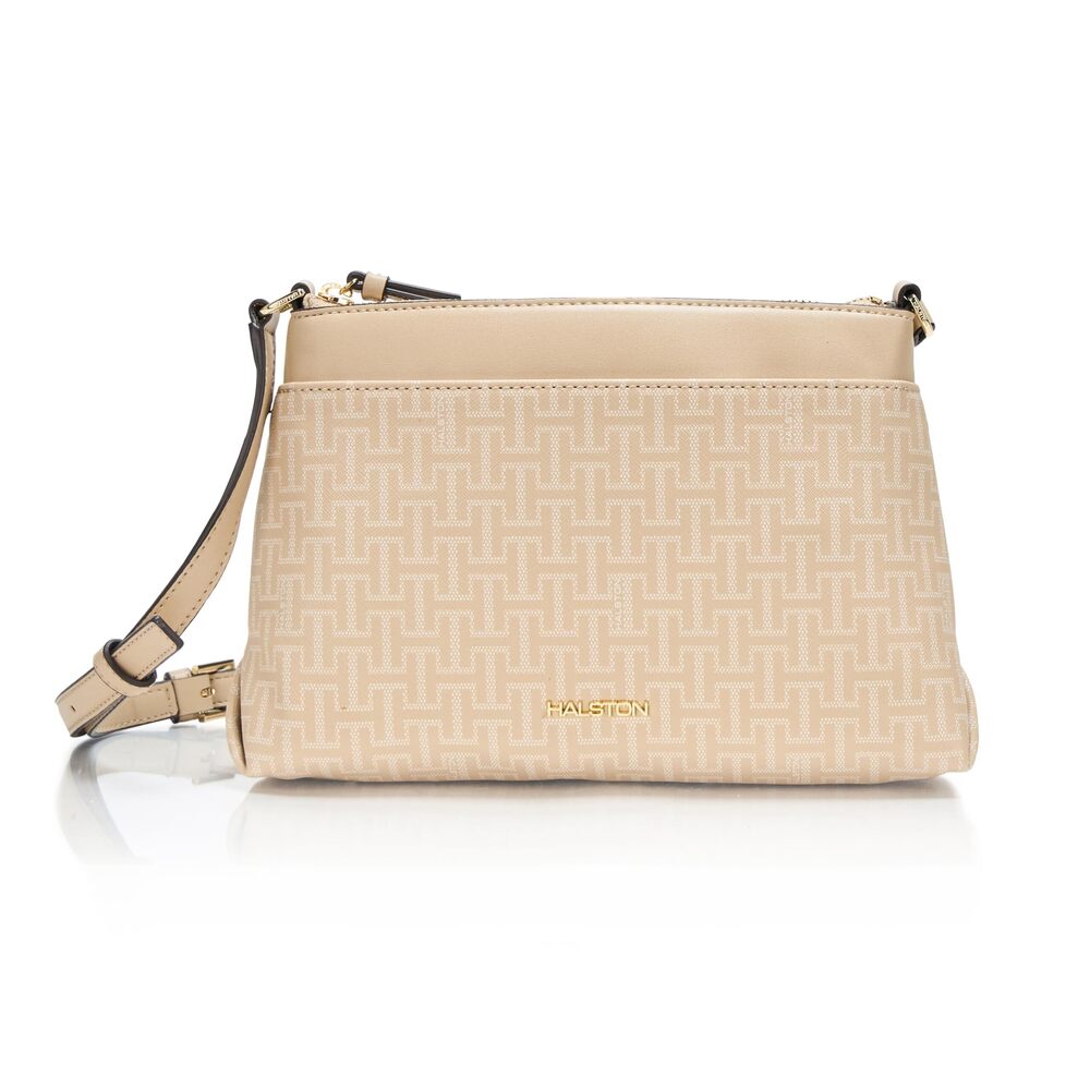 7686 H HALSTON Handbags Crossbody, Desert Sand/Cream, One Size